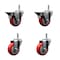 Service Caster 3.5'' Red Poly Wheel Swivel 7/16'' Grip Ring Stem Caster Set 2 Brakes, 4PK GR20S3514-PPUB-RED-PLB-716138-2-S-2 - alternate 1